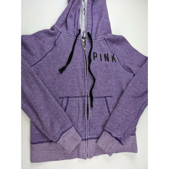 Victoria's Secret PINK Zip Up Hoodie Purple Sweatshirt XS Soft Lightweight - Picture 1 of 6